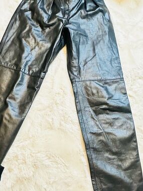 Women's Straight-Leg genuine Leather Jeans — Black